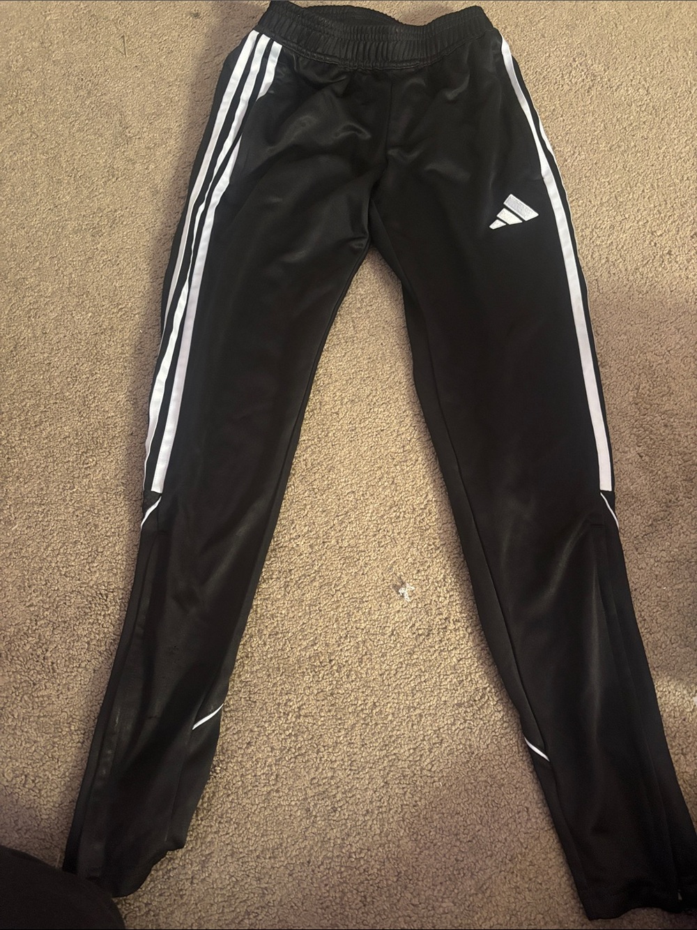 Adidas Black Track Pants with White Stripes